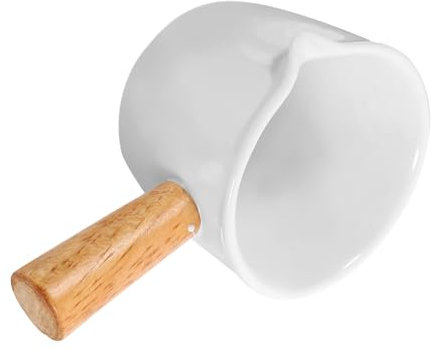 Amosfun Milchbecher kaffeezubehör coffee accessories milchsufdchäumer milch aufschämer - Milchkrug Milchkännchen Milchspender Kaffeetasse Sirupkrug aus Keramik hölzern Weiß