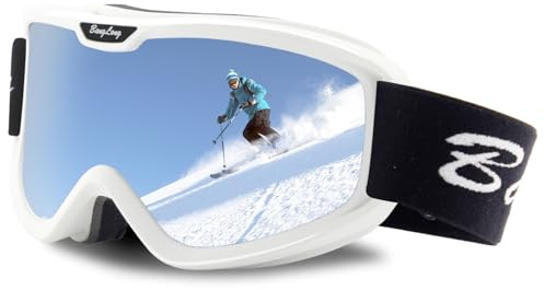 BangLong Skibrille Snowboard Brille Herren Damen Erwachsene Jugendliche UV-Schutz für Wintersportarten, Kompatibler Helm, Anti Fog, Skibrillen, Schneebrille, Skifahren, Skaten