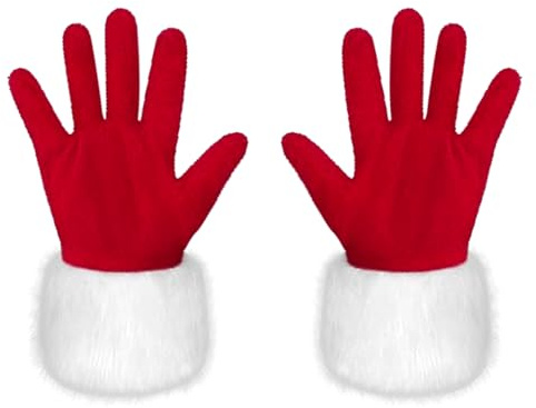 YIZHIXIANGQ 1 Paar Weihnachtshandschuhe, Weihnachtsmann Handschuhe, Rote Samthandschuhe, Handschuhe Weihnachten Damen Kurze, Einheitsgröße, Weihnachts Kostüm Zubehör (Rot A