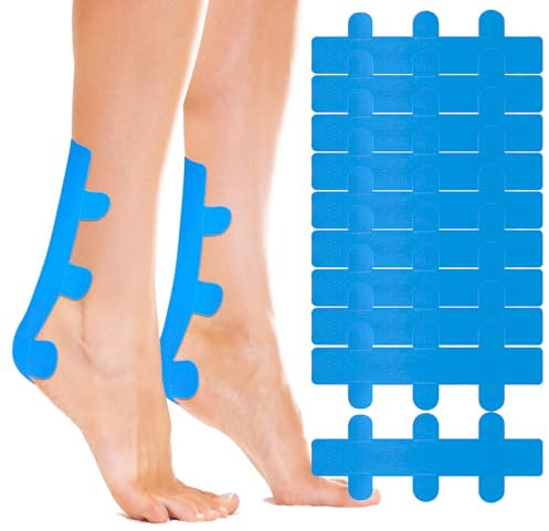 TNSLAND Pack of 10 Kinesiotapes for Heel Tendon, Achilles Tendon, Physio Tape, Kinesiotapes, Pre-Cut Wearing, Comfort Kinesio Tape, Waterproof, Elastic Kinesiology Tape, Physio Tape, Muscle Tape, Blue