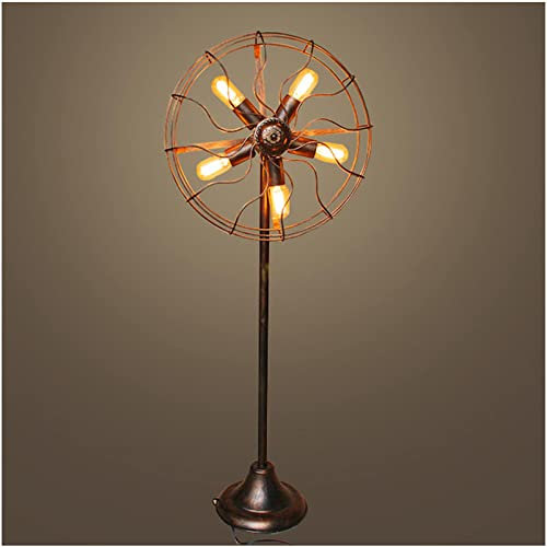 Retro Vintage Style Industrial Floor Lamp Fan Design Iron Metal Standing Light - Tall Pipe Tap for Living Room Hallway Furniture (Bulb Not Included)