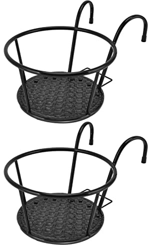 Jwthee 2 pièces Panier de jardinière Suspendu, Support de Plante de Balustrade Suspendue paniers Suspendus pour Plantes Support de Pot de Fleur extérieur paniers Suspendus de Balcon