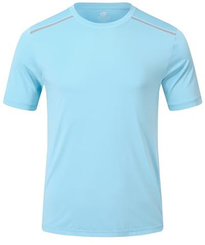 Huayuzh UV-skjorta herr rashguard t-shirt simning skjorta UPF 50+ snabbtorkande lätt andningsaktiv surfing vandring topp, 13 himmelsblå, L