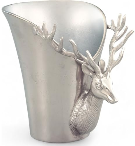 Weinkühler Dekorativ 28 x 24 x 30,5 cm Hirsch Designaus Aluminium in Silber Landhaus Sektkühler Flaschenkühler