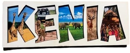 Kenia Souvenir, Kenia Magnet aus Holz mit Schriftzug, Kenia Kühlschrankmagnet, Kenia Geschenk, Reiseandenken aus Kenia 300125