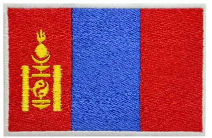 Mangolia Länderflagge Patch zum Aufbügeln oder Aufbügeln, bestickt, Mangolien-Flagge, zum Aufbügeln oder Aufnähen