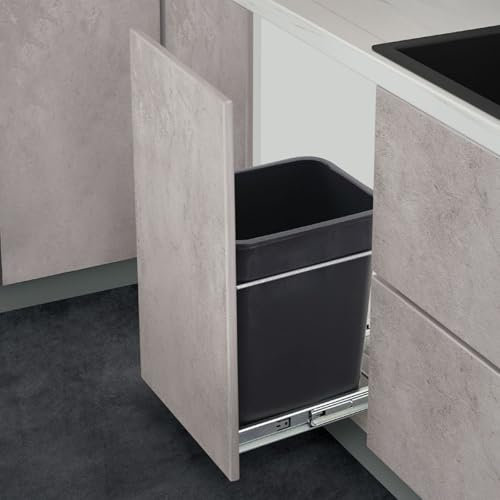 SanzIa Cubo de Basura Extraíble para Cubo de Basura Bajo Fregadero de Cocina/Pant, Cubo de Basura Extraíble con Guías de Extracción Total Cubos Extraíbles de 15L Cada Uno(25.5x40x42cm)