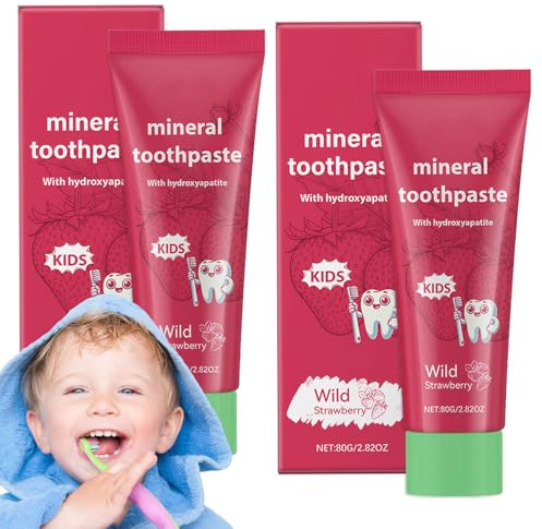 2 Strück Kids Hydroxyapatite Toothpaste,Hydroxylapatit Zahnpasta Ohne Fluorid,Zahnpasta Mit Hydroxylapatit,Zahnpasta Ohne Fluorid Kinder,Kinderzahnpasta Ohne Fluorid, Wild Strawberry Flavour