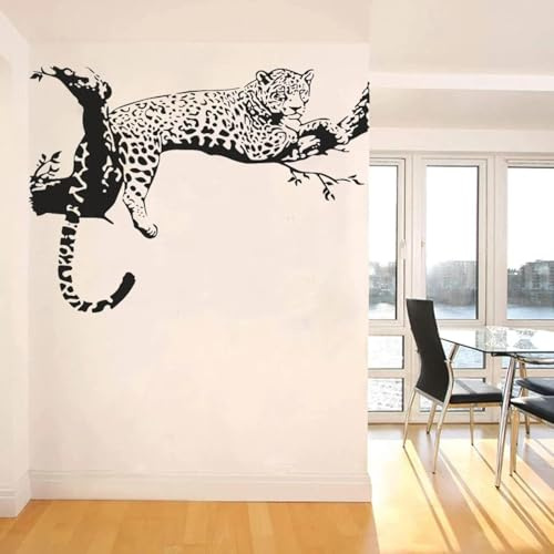 YOZYOOOZ Autocollant mural guépard, animal africain, décoration créative pour la maison, panthère noire, chambre à coucher, salon, art mural