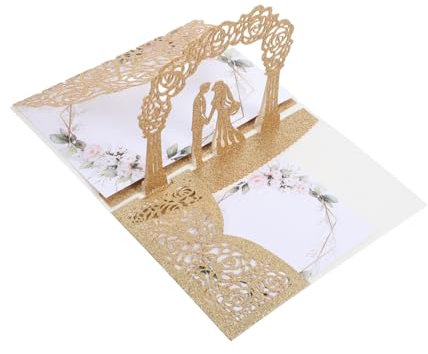 Artibetter Hochzeitseinladungskarten Popup-design Roseneinladungen Mit Umschlägen Hochzeitskarte Für Braut Und Bräutigam Glitzernde Glückwunschkarte Für Hochzeit Und Jubiläen