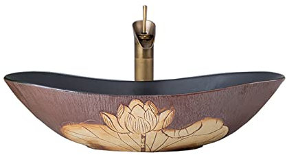 asdchZen Lavabo De Barco con Forma De Loto, sobre Encimera, para Lavabo De Tocador