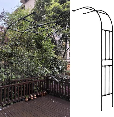 Robuster Metallgitter-Torbogen, 200 cm, Outdoor-Unterstützung für Kletterpflanzen, Rosen und Reben, halber Bogenrahmen für Wand, Gartendekoration, 60 x 30 cm