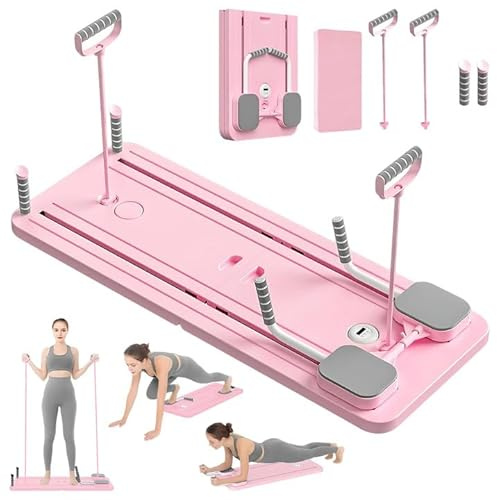 Pilates Reformer Compact, 5-in-1 Pilates klappbar, Push-Up-Bauchmuskel-Roller springt automatisch mit Timer, multifunktionales Bauchmuskelbrett für Zuhause und im Fitnessstudio