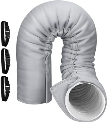 Cache-tuyau de climatisation, manchon d'isolation de tuyau AC portable pour tuyau d'échappement de 5 et 5,9 de diamètre, avec 3 sangles réglables, accessoire de tuyau d'échappement, 153 x 35 cm