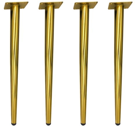 MJYDKBZ Tischfusse Konisch Gold, 4 Stück Tischbeine Stütz Tischfuss Gold | Möbelfüße Kaltgewalztem Stahl Sofasfüße Höhe: 10-72cm Schrankfüße Couchtischbeine Möbelbeine Möbelfüsse 72cm/28.4