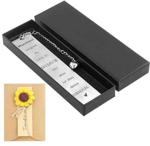 1 Stück Metall Lesezeichen mit Schwarzer Geschenkbox und Grußkarte,Lesezeichen Metall mit Inspirierendes,Rente Abschiedsgeschenk,Personalisierte Bookmark,Für Frau,Männer