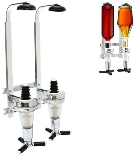 AWAOVV Doppelkopf Flaschenhalter Wandmontage, Wand Schnapsspender, Spirituosen Weinflaschenhalter Wand Getränkespender Wandhalterung, Hängende Bartender für 2 Flaschen