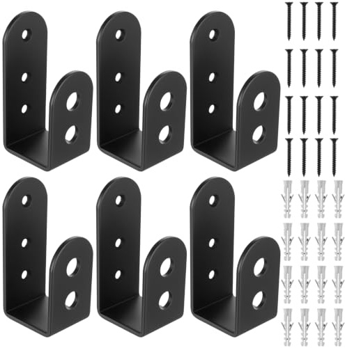 McBlast 6 Pcs U Door Barricade Brackets Round 2x4 | Security Locks, Metal Clamps, for Drop Open Bars, Home Barn Shed Garage, Reinforcement, Heavy Duty, Easy Install