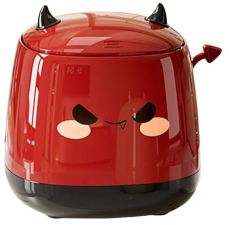 STOBAZA Mini Desktop Trash Can mit Deckel Kompakter Leiser Tischabfalleimer für Büro Schlafzimmer Büro Süßer Roter Platzsparende für Schreibtisch und Arbeitsbereich