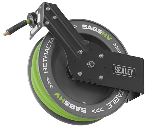 Sealey Retractable Air Hose Metal Reel High-Visibility PVC Hose, 20m, Ø10mm ID - SA85HV