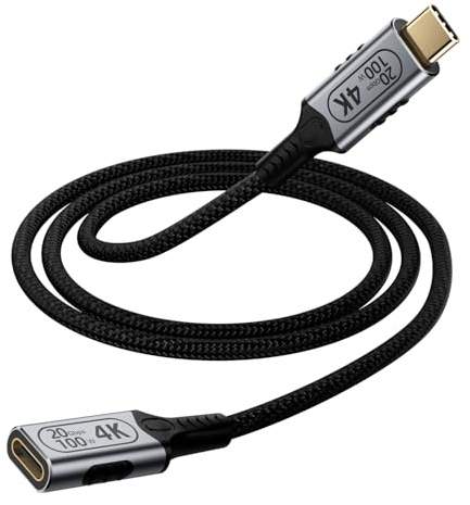 BAWIOFIAU 20Gbps USB C Verlängerung,USB C 3.2 Verlängerungskabel 4K@144Hz 5K@60Hz,USB Type C Verlängerung 240W PD 3.1 Stecker auf Buchse für SSD, Thunderbolt 4/3 (1M)
