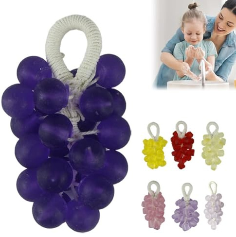Grape Soap on a Rope, Handmade Grapes Cluster Shaped Soaps, Face & Body Bath Grapes Bunch Soaps for Shower, Hanging for Kitchens or Bathrooms,DIY Home Decor Gift