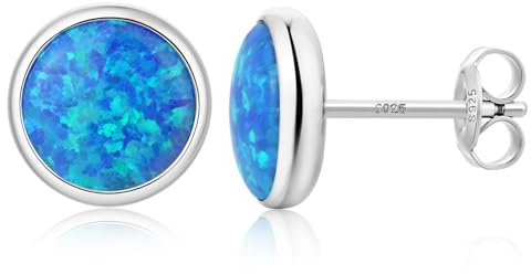 925 Sterling Silber Opal Ohrringe Mehrfarbig Runde Ovale Opal Ohrstecker Hypoallergene Schmuck Geschenke für Damen 5/6/7/8 mm