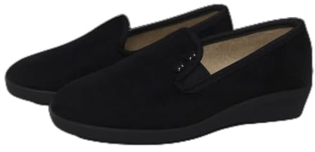 COZSERIES Zapatillas de Casa Mujer Invierno | Zapatos de Paño con Cuña | Calzado Anatómico con Cierre de Gancho y Bucle | Suela de Caucho Antideslizante | Interior de Suapel | Hecho en España | Negro