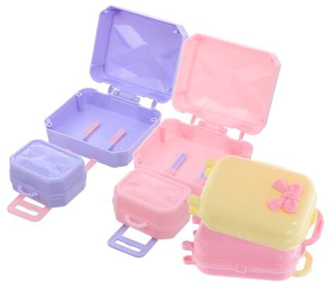 Beaupretty 4pcs Miniature Luggage Case for Dolls Plastic Dollhouse Suitcases with Vibrant Design Functional Storage Boxes for Doll Accessories and Travel Play