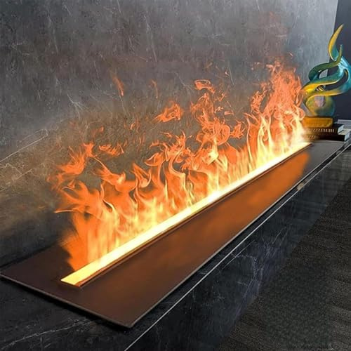 GHCCDAM Chimenea de Vapor de Agua Chimenea Eléctrica de Pared Llama Simulada Realista 9 Colores Regulables Control Táctil/Mando a Distancia Panel 3 mm Ultra Delgado Acero Cepillado