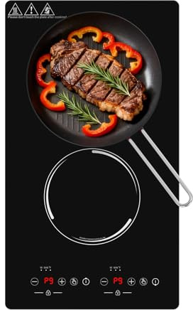 Nafewin Double Induction Cooktop, Portable Induction Stove Hot Plate with 9-Level Touch Control, Safety Lock, Auto Shutoff Timer Setting, Overheating Protection for Apartments, RVs, Camping