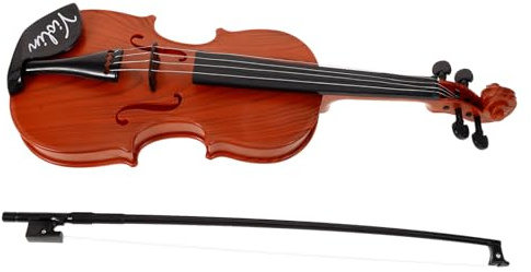 Veemoon Modèle de Violon Réaliste en Plastique Solide, Petit Instrument à Cordes pour Garçon et Filles Débutants, Coloris Brun Foncé, Apprentissage Musical et Activités Éducatives