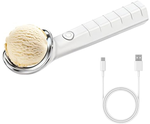 Beheizter Eisportionierer, Wiederaufladbarer Wärmender Eiskugelportionierer, Wasserdicht IP67, max. 158℉, Elektrischer Eislöffel Portionierer für hartes Eis und mehr