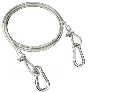 Stålvajer i rostfritt stål belagt PVC-rep med slingor med lyftkabellinje med starka ögonöglor och tryckkrokar (1 meter, 4 mm diameter)
