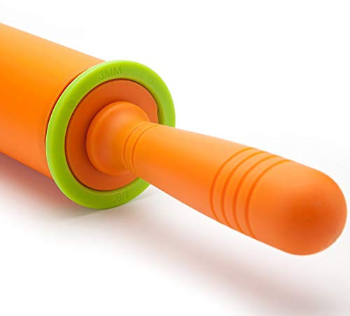 Dioche Utensile per Stendere l'Impasto Mattarello Regolabile in Silicone - Strumento da Forno Antiaderente con 4 Distanziatori per Spessore Perfetto della Pasta - Ideale per Impasto per Pizza,