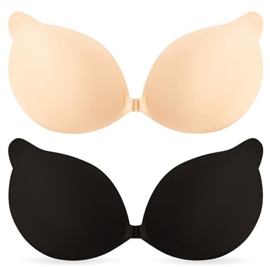 UEKUR Sticky Bra for Women Strapless Backless Stick on Push up Adhesive Bra | Invisible silicone bra with support for large and small breasts, ideal for wedding, party and daily wear