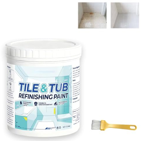 Premium Tile&Tub Refinishing Paint Kit,Tile&Tub Refinishing Paint,White Bathroom Tile Paint,White Ceramic Bath Tile Paint Repair Kit Bathtub Bathroom,Suitable For Indoor Tiles And Bathtubs (1Pcs)