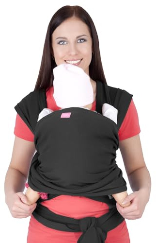 Mija - Elastisches Tragetuch Babytragetuch/Baby Bauchtrage/Baby Carrier 4011 (Graphite)