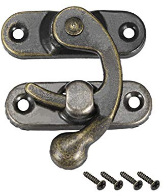 sourcing map 5Stk Schnell Verschluss Rechte Riegelhaken Haspe Riegel42x37mm | Antiker Vintage Schwingenriegel Bronze mit Schrauben