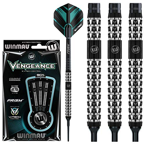 WINMAU Vengeance 18g Fassgewicht, 20g Gesamtgewicht Profi Wolfram Softip Dartpfeile mit Flights und Schäfte