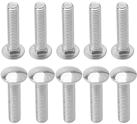 MroMax 20PCS Carriage Bolts M6x30mm Half Round Head Square Neck Bolt Fasteners 304 Stainless Steel Neck Carriage Bolt Silver Tone