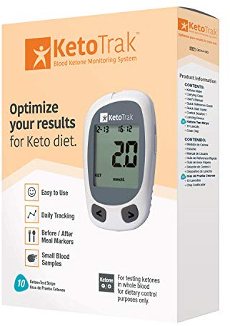 KetoTrak Blood Ketone Testing Kit, 1 Meter, 10 Ketone Strips, 1 Lancing Device, 10 Lancets, Optimize Your Result for Keto Diet by KetoTrak
