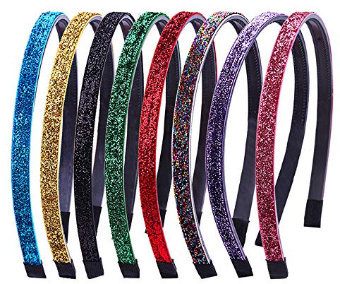 8 st färger glitter pannband huvudbonad paljetter hårband Alice band hårband för små flickor barn tonåringar barn