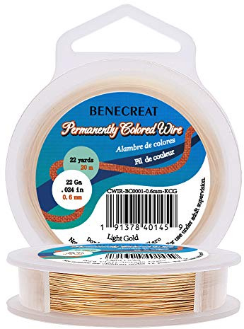 BENECREAT 22Gauge (0,6 mm) Anlaufbeständiges Licht Golddraht schmuck Herstellung von Kupferdraht, 20M / 22Yard