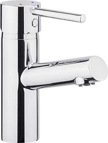 Cornat Waschtisch-Einhebelarmatur Fuerte - Hochwertiger Messingkörper - verchromt - Mit Zug-Ablaufgarnitur / Niederdruck-Armatur / Wasserhahn fürs Bad / Waschbecken-Armatur / FUE12