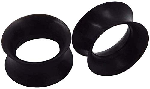 Luxe Modz Ohrlochdehner, 11 mm, 12 mm, 14 mm, 00G, 0G, 2G, 4G, dünn, schwarz, Silikon, flexibel, hohl, Tunnel, Plugs, Ohrdehner, Piercing-Set, 2 Stück, 7/16 Inch, Silikon