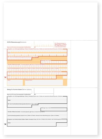 Litfax – SEPA Überweisung Zahlschein für WinBankformular, Format: DIN A4, Quittungs-Talon links, 1-fach ohne Durchschlag (500 Stück)