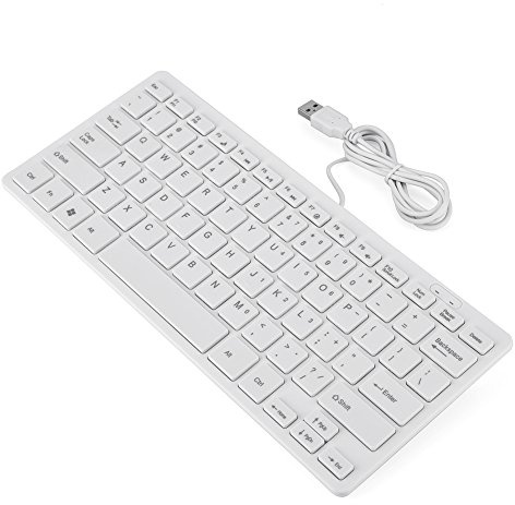 Clavier D'ordinateur, Mini Clavier Ultra-Mince à 78 Touches avec Interface USB, Clavier Filaire USB Noir/Blanc Adapté pour Ordinateur Portable/Ordinateur de Bureau(Blanche)