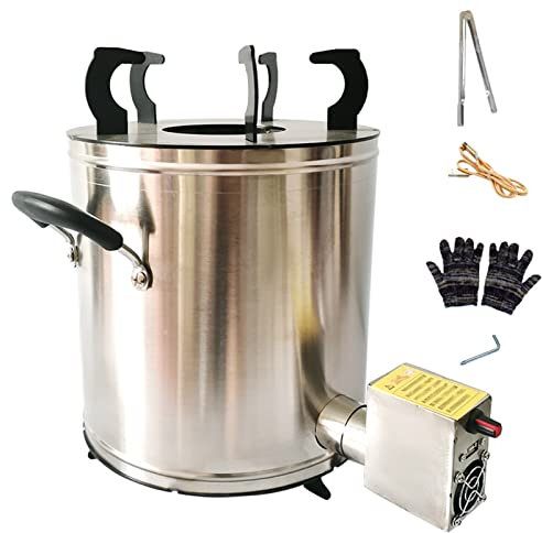 Estufa de Lena Redonda De Acero Inoxidable, Estufa De Camping Portátil, Estufa De Carpa Multifuncional, para Calefacción/Cocina/Picnic/Barbacoa Al Aire Libre, con Soplador (Color : A)