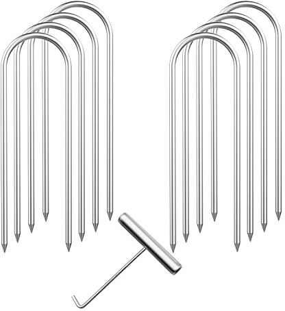 Ecjiuyi Trampolin-Anker-Set, 6 mm Dicke Trampolin-Windpfähle, strapazierfähig, U-förmig, verzinkter Stahl, Bodenanker für Fußballtore, Campingzelte, Kinderrutsche und große Gartenprojekte